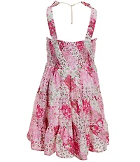 I.N. Girl Big Girls Sleeveless Lace-Trimmed Floral-Quilt-Print Fit-And-Flare Dress