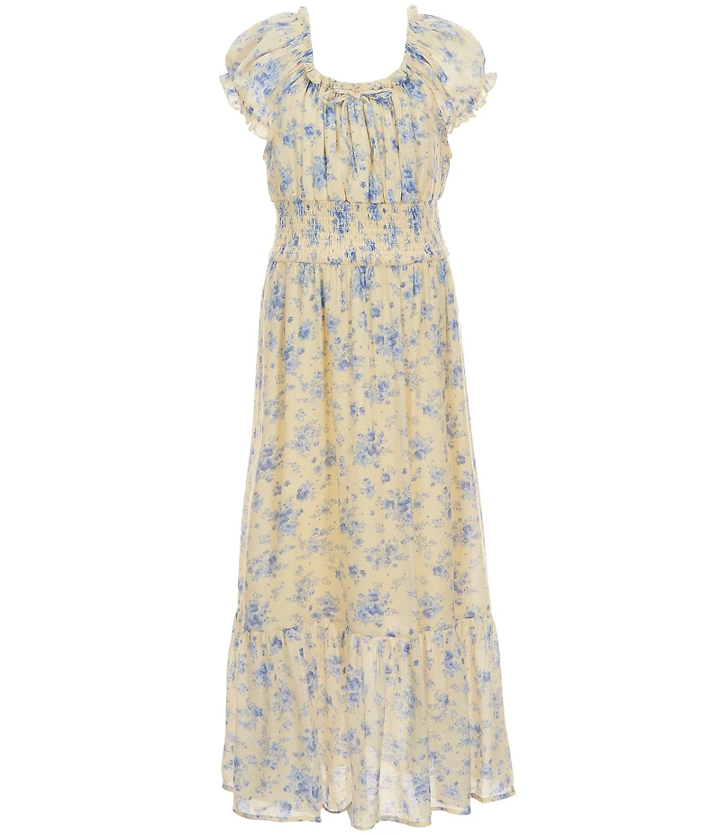 I.N. Girl Big Girls Sleeveless Patch-Pocket Denim Vest & Ruffle-Sleeve Floral-Printed Dress