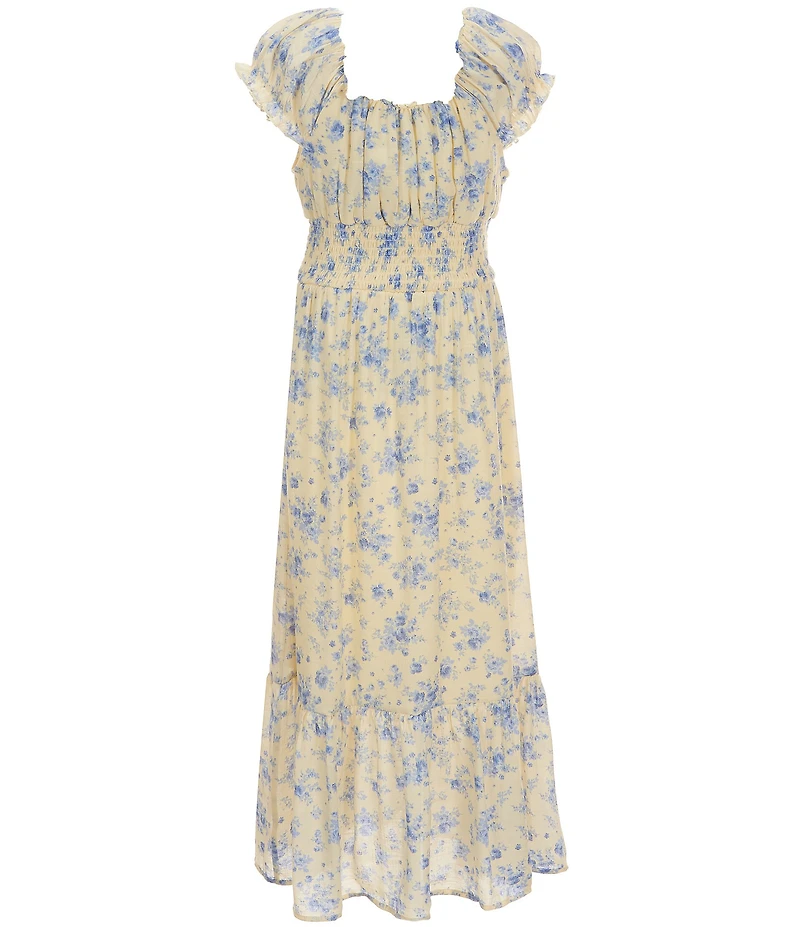 I.N. Girl Big Girls Sleeveless Patch-Pocket Denim Vest & Ruffle-Sleeve Floral-Printed Dress