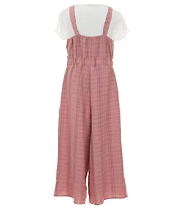 I.N. Girl Big Girls Sleeveless Plaid Jumpsuit & Short Sleeve T-Shirt Set