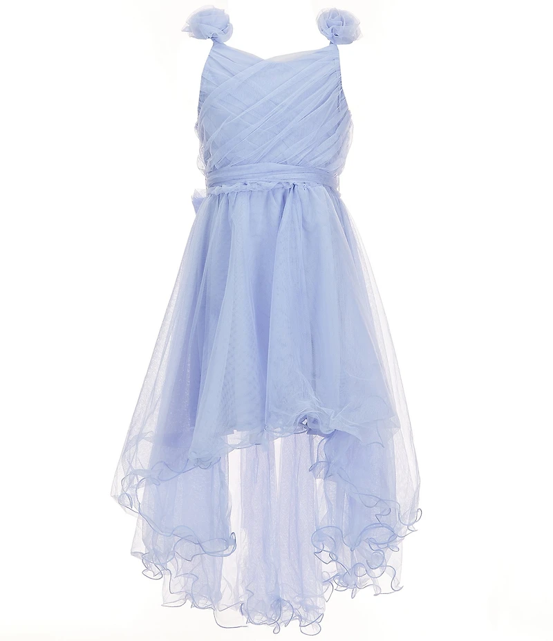I.N. Girl Big Girls Sleeveless Three-Dimensional-Rosette-Appliqued Mesh High-Low-Hem Dress