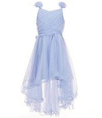 I.N. Girl Big Girls Sleeveless Three-Dimensional-Rosette-Appliqued Mesh High-Low-Hem Dress