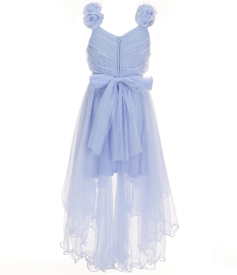 I.N. Girl Big Girls Sleeveless Three-Dimensional-Rosette-Appliqued Mesh High-Low-Hem Dress