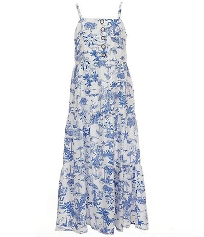 I.N. Girl Big Girls Sleeveless Tropical-Toile Dress