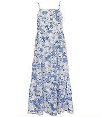 I.N. Girl Big Girls Sleeveless Tropical-Toile Dress