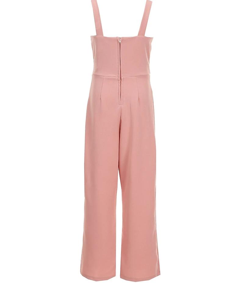 I.N. Girl Big Girls Sweetheart Neckline Strappy Embroidered Flowers Jumpsuit