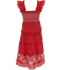 I.N. Girl Little Girls Sleeveless Smocked Maxi Ruffle Hem Dress