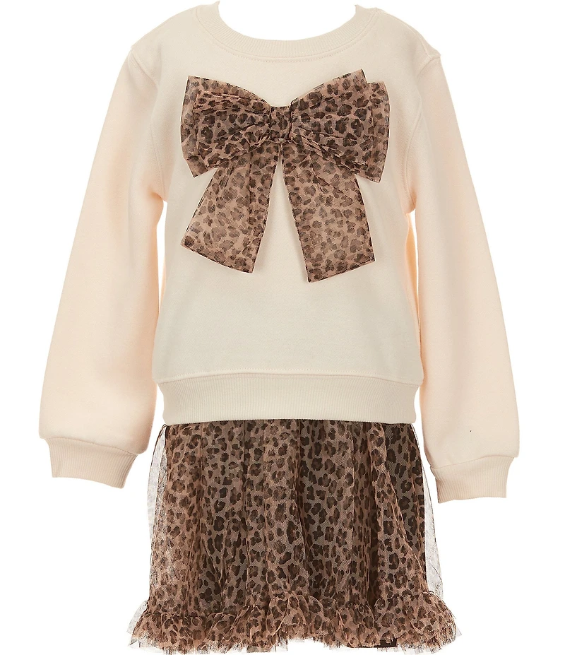 I.N. Girl Little Girls Long Sleeve Animal-Printed-Bow-Accented Fleece Sweatshirt & Dress Set