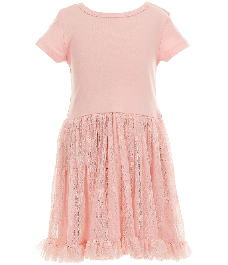 I.N. Girl Little Girls Long Sleeve Bow-Accented Top & Solid Short Sleeve Fit-And-Flare Dress Set