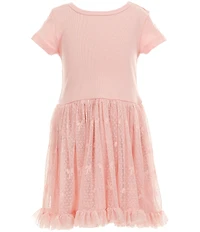 I.N. Girl Little Girls Long Sleeve Bow-Accented Top & Solid Short Sleeve Fit-And-Flare Dress Set