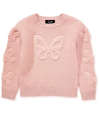 I.N. Girl Little Girls Long Sleeve Butterfly Detail Sweater