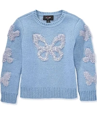 I.N. Girl Little Girls Long Sleeve Butterfly Detail Sweater