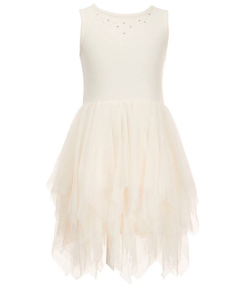 I.N. Girl Little Girls Long-Sleeve Floral-Printed Faux-Sherpa Jacket & Sleeveless Knit/Mesh Fairy-Hem Fit-And-Flare Dress