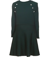 I.N. Girl Little Girls Raglan-Sleeve Button-Detailed Sweater Dress