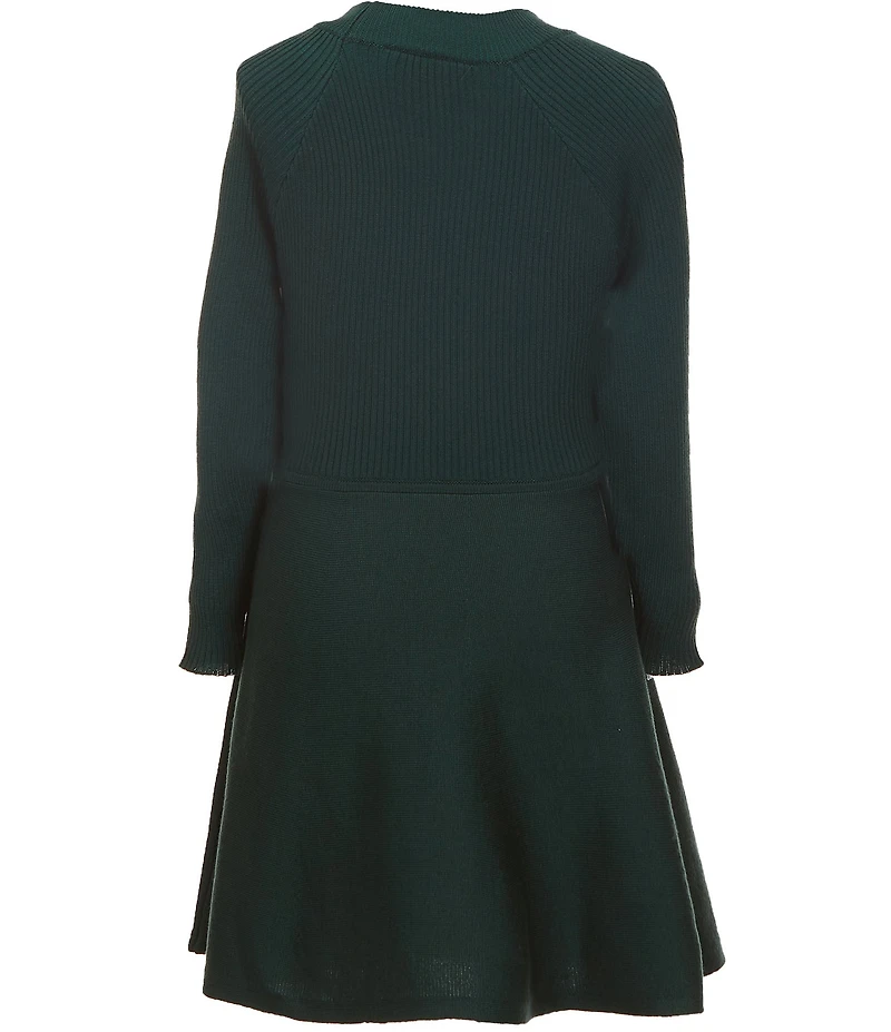 I.N. Girl Little Girls Raglan-Sleeve Button-Detailed Sweater Dress