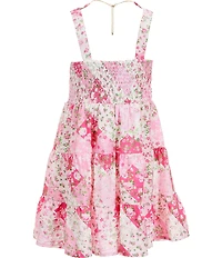 I.N. Girl Little Girls Sleeveless Lace-Trimmed Floral-Printed Fit-And-Flare Dress