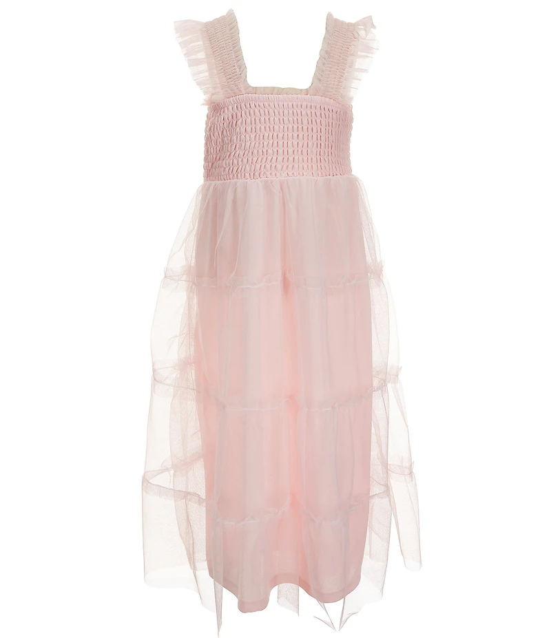 I.N. Girl Little Girls Sleeveless Smocked-Bodice/Ruffled Skirted Fit-And-Flare Dress