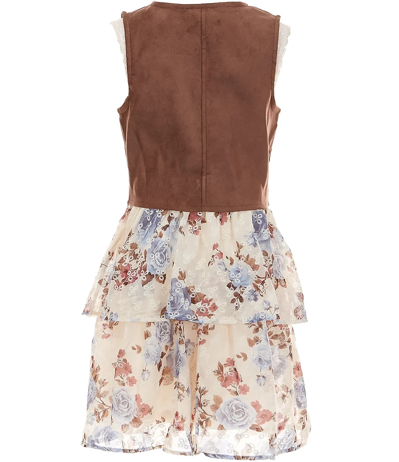 I.N. Girl Little Girls Sleeveless Solid Patch Pocket Vest & Sleeveless Rib-Knit/Floral Dress Set