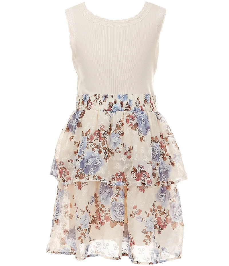I.N. Girl Little Girls Sleeveless Solid Patch Pocket Vest & Sleeveless Rib-Knit/Floral Dress Set