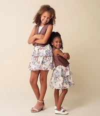 I.N. Girl Little Girls Sleeveless Solid Patch Pocket Vest & Sleeveless Rib-Knit/Floral Dress Set