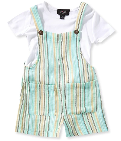 I.N. Girl Little Girls Sleeveless Striped Romper & Short-Sleeve Solid T-Shirt Set