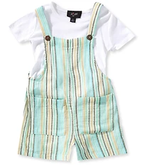 I.N. Girl Little Girls Sleeveless Striped Romper & Short-Sleeve Solid T-Shirt Set