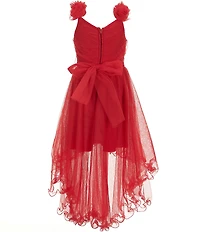 I.N. Girl Little Girls Sleeveless Three-Dimensional-Rosette-Appliqued Mesh High-Low-Hem Dress