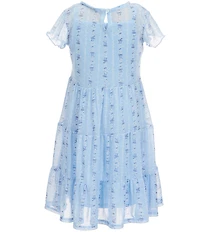 I.N. Girl Little Girls Sleeveless Twill Vest & Short Sleeve Patterned Power Mesh Fit-And-Flare Dress