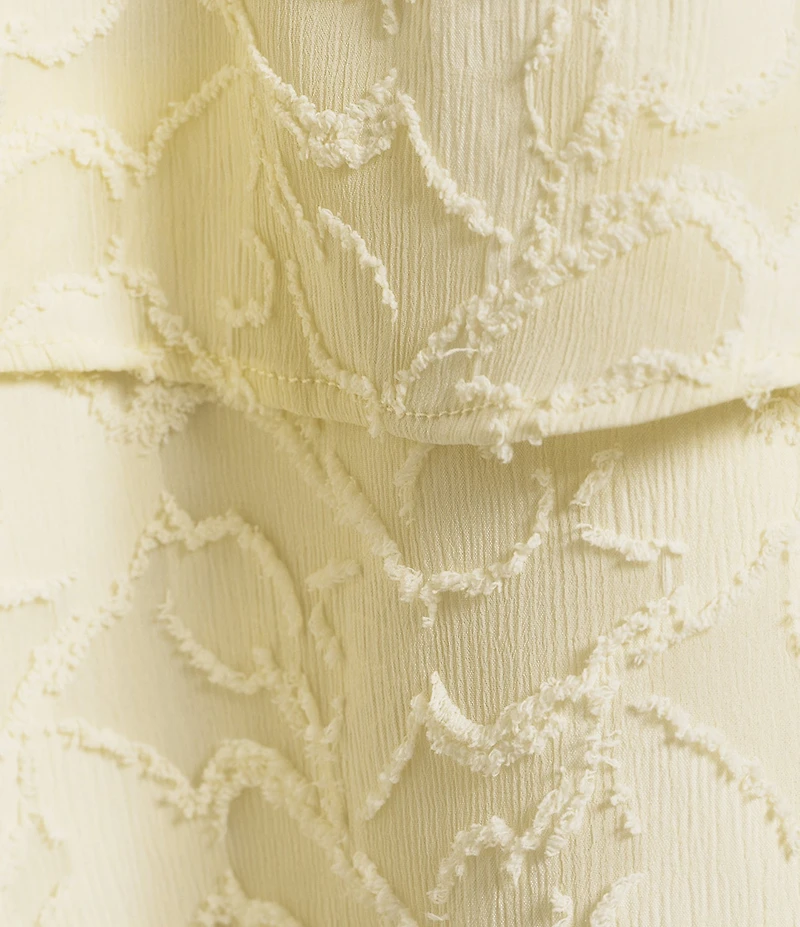 I.N. San Francisco Burnout Floral Jacquard Off The Shoulder V-Neck Tiered Ruffle Dress