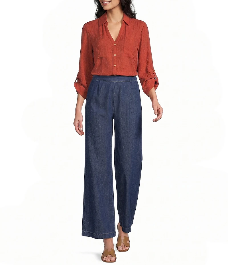 I.N. San Francisco 3/4 Sleeve Button Front Woven Top