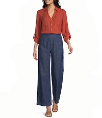 I.N. San Francisco 3/4 Sleeve Button Front Woven Top