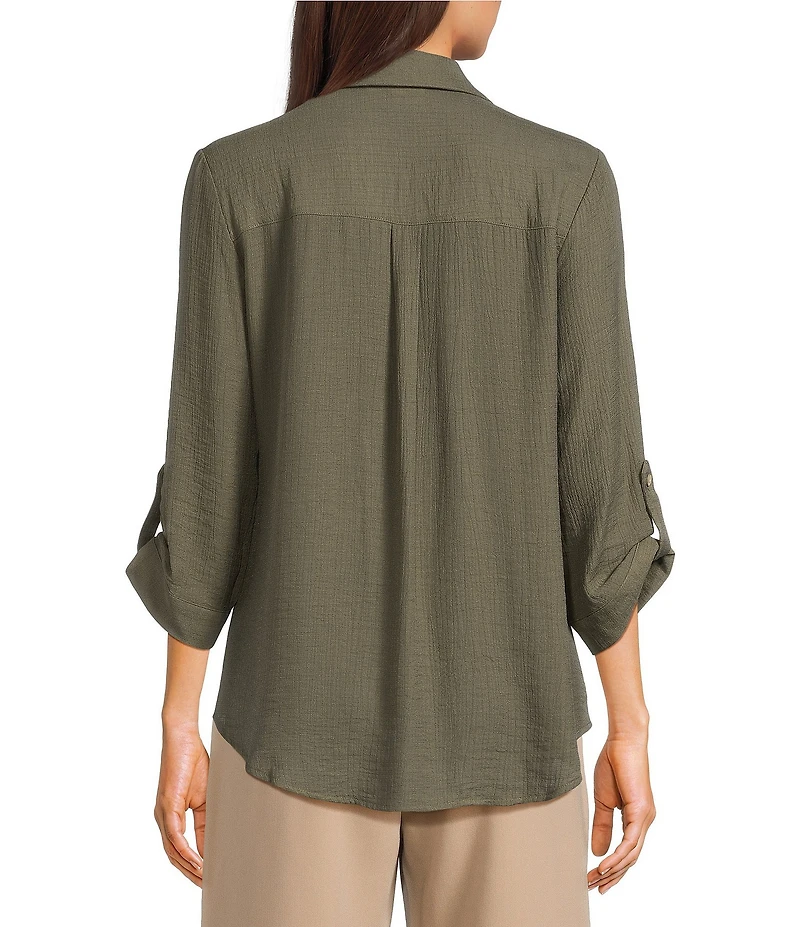 I.N. San Francisco 3/4 Sleeve Button Front Woven Top