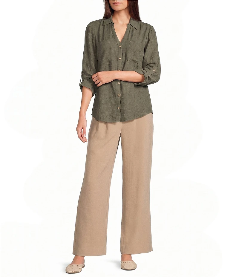 I.N. San Francisco 3/4 Sleeve Button Front Woven Top