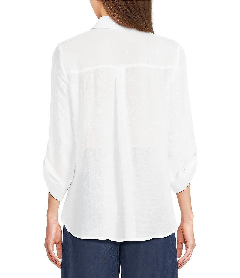 I.N. San Francisco 3/4 Sleeve Button Front Woven Top