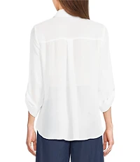 I.N. San Francisco 3/4 Sleeve Button Front Woven Top