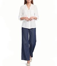 I.N. San Francisco 3/4 Sleeve Button Front Woven Top