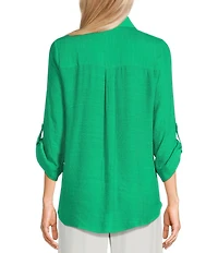 I.N. San Francisco 3/4 Sleeve Patch-Pocket Woven Shirt