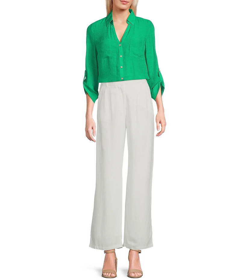 I.N. San Francisco 3/4 Sleeve Patch-Pocket Woven Shirt