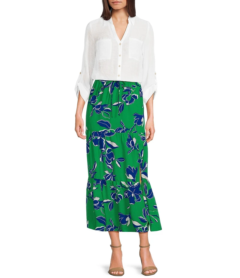 I.N. San Francisco 3/4 Sleeve Patch-Pocket Woven Shirt