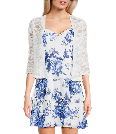 I.N. San Francisco 3/4 Sleeve Peplum Hem Shrug