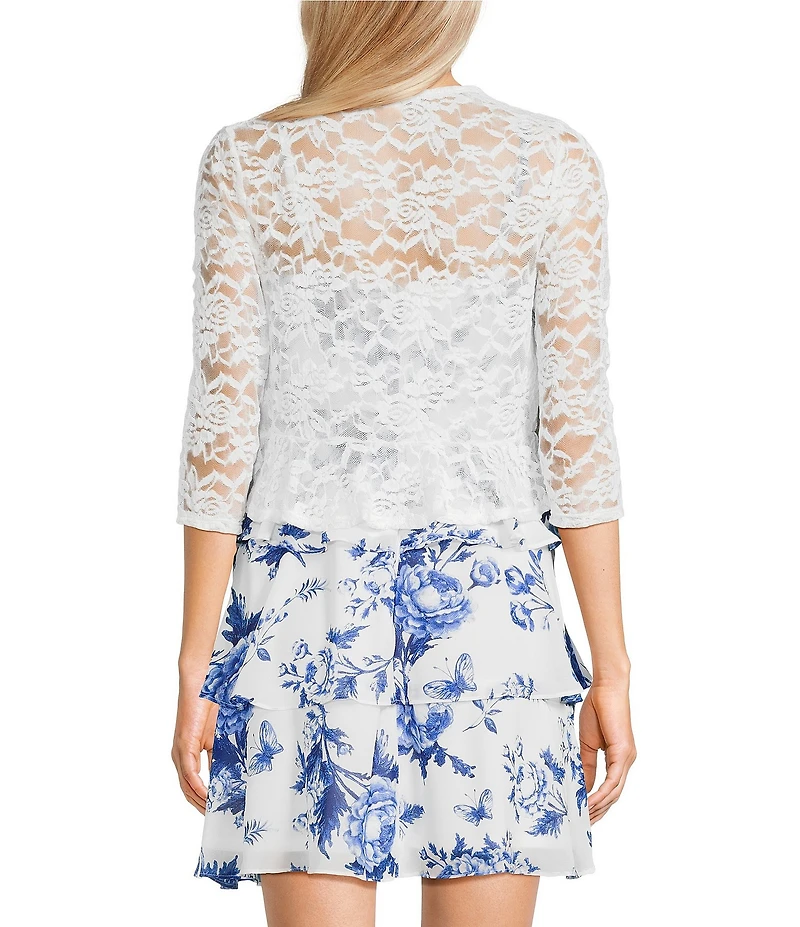 I.N. San Francisco 3/4 Sleeve Peplum Hem Shrug