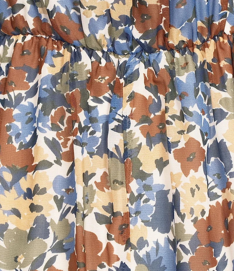 I.N. San Francisco Abstract Floral Printed Asymmetrical Ruffled Midi Dress