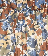 I.N. San Francisco Abstract Floral Printed Asymmetrical Ruffled Midi Dress