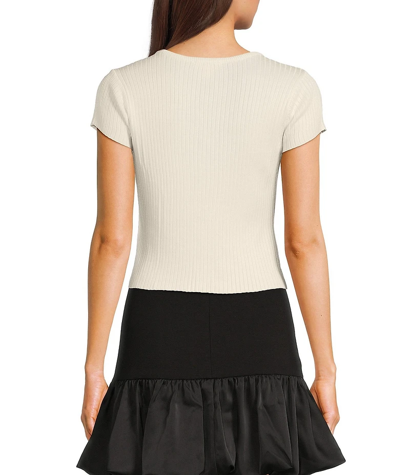 I.N. San Francisco Bow Front Short Sleeve Sweater