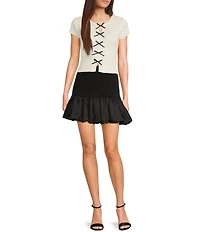 I.N. San Francisco Bow Front Short Sleeve Sweater