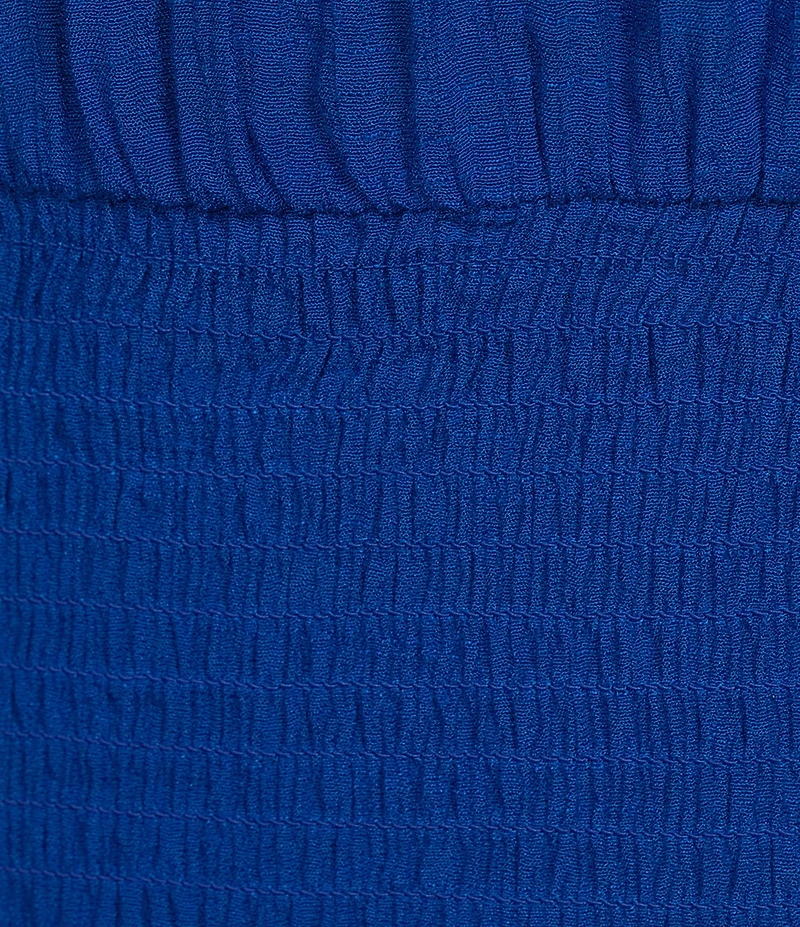 I.N. San Francisco Bubble Sleeve Smocked Coordinating Cropped Top