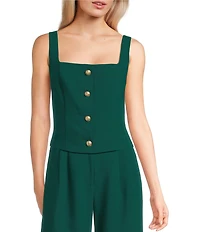 I.N. San Francisco Button Front Cropped Vest Tank