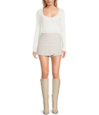 I.N. San Francisco Check Wrap Pull-On Skort