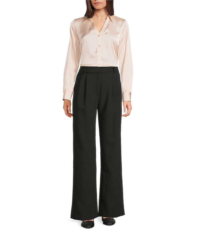 I.N. San Francisco Collared Long Sleeve Button Front Top