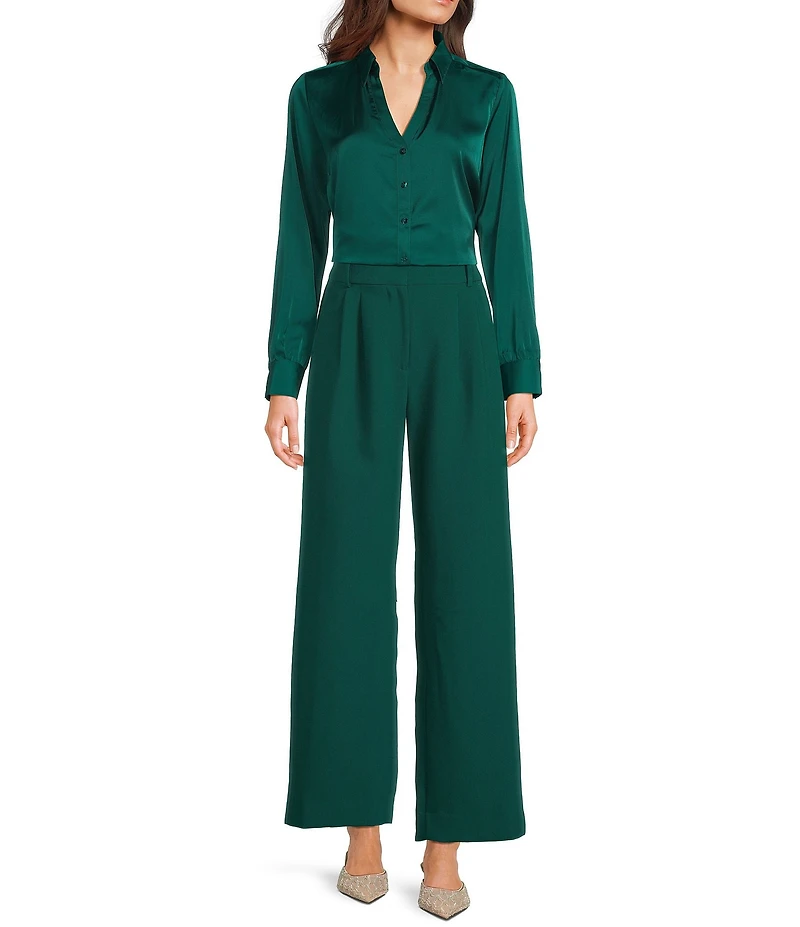 I.N. San Francisco Collared Long Sleeve Button Front Top